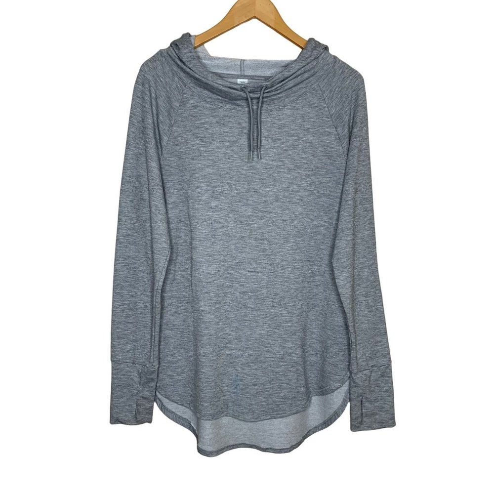 Activ 8 Cowl Neck Hoodie Shirt Top Lightweight Heather Gray Women's Size Large